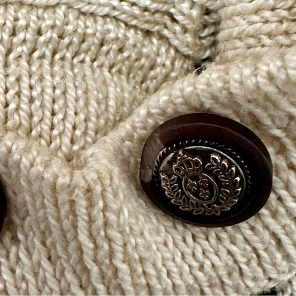 Cream Knit Sweater with Button Accents Vintage 90’s Hand Loomed High Neck Cozy - Picture 4 of 9